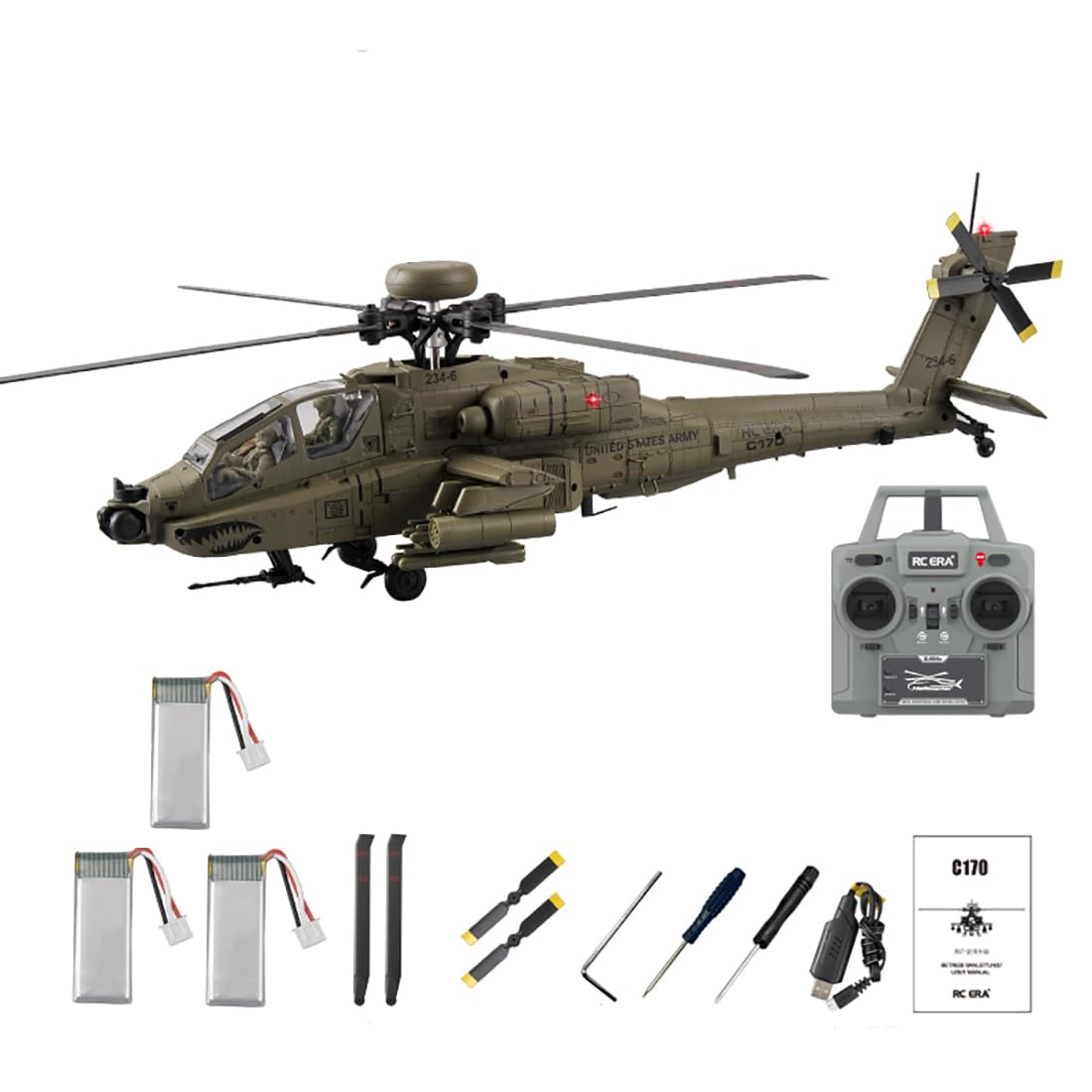 Amazon | C170 AH-64D 1/48 RCジャイロヘリコプター オプティカル